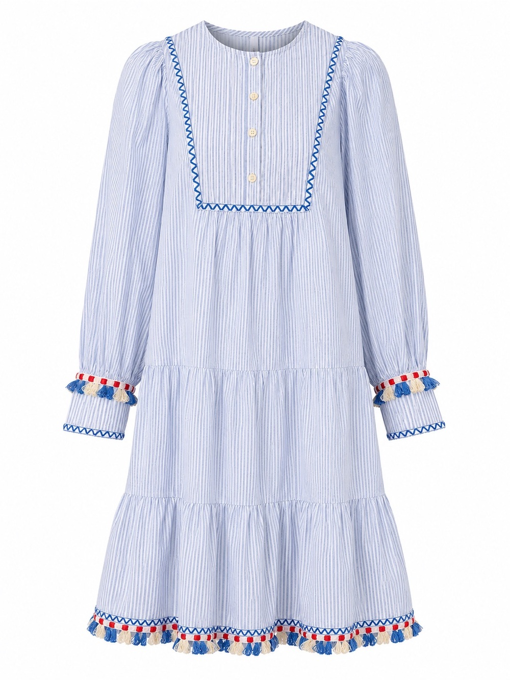 RED-WHITE-&NEW!! Tuckernuck❤️🤍💙Blue Stripe Chambray Tassel Jen Dress-NWT